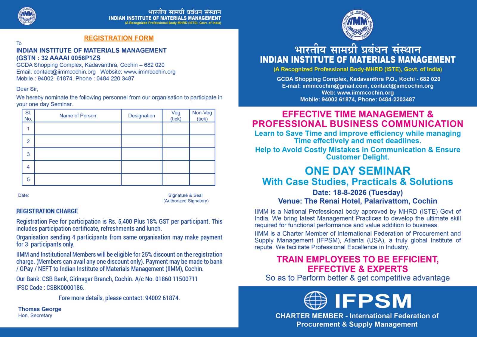 One-Day Seminar on Effective Time Management & Professional Business Communication